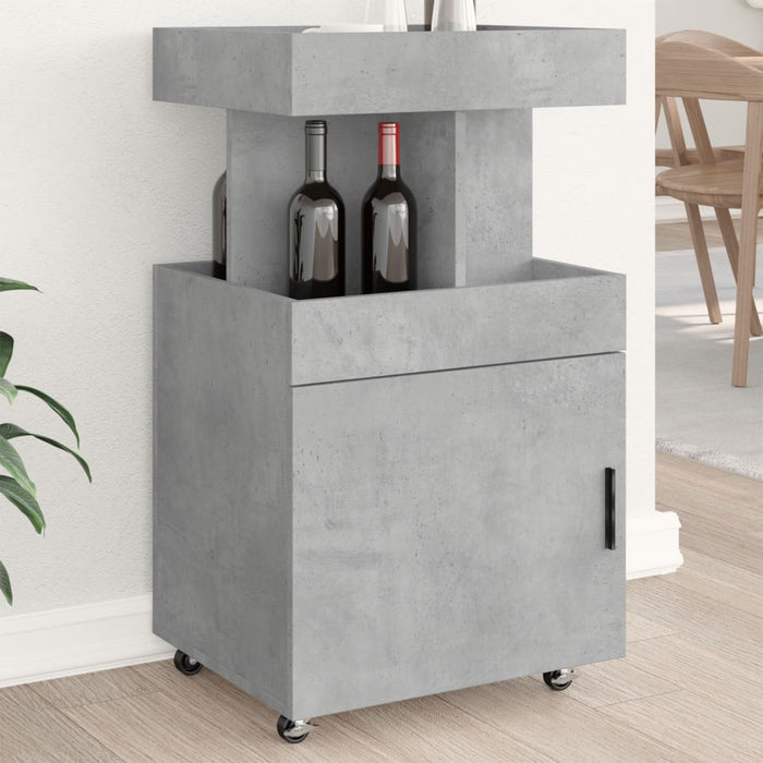 Carrello Bar Grigio Cemento 50x41x89 cm in Legno Multistrato 848265