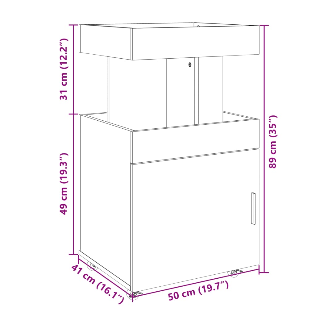 Carrello Bar Grigio Sonoma 50x41x89 cm in Legno Multistrato 848267