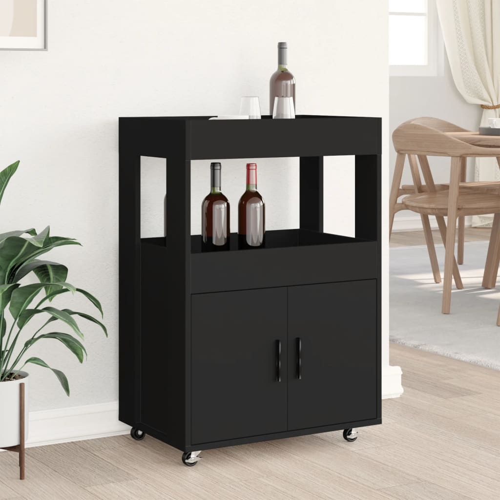 Carrello Bar Nero 60x39,5x89 cm in Legno Multistrato 848270