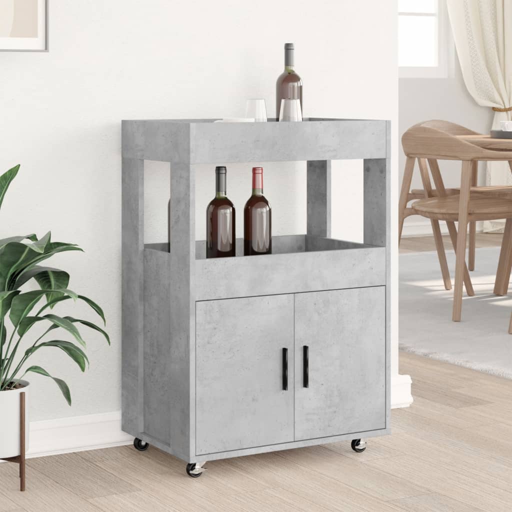 Carrello Bar Grigio Cemento 60x39,5x89 cm in Legno Multistrato 848272