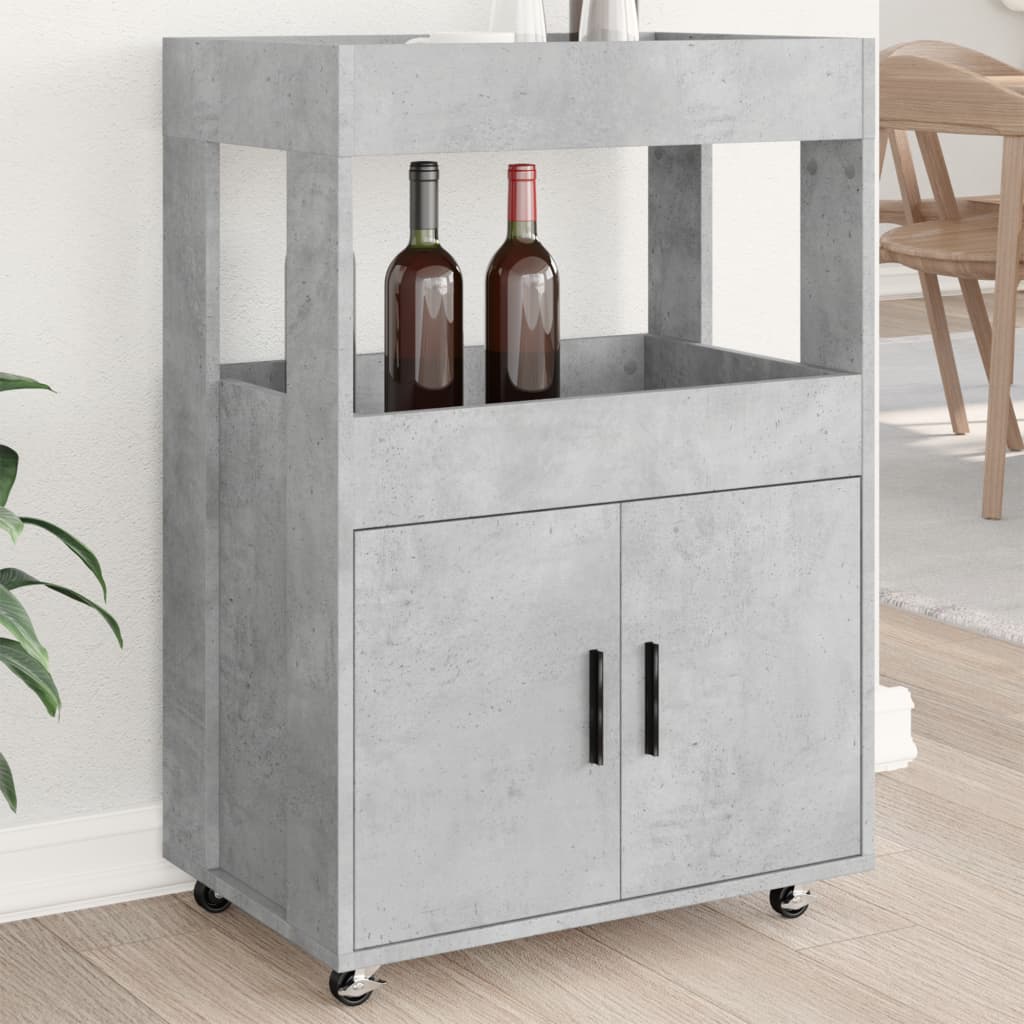 Carrello Bar Grigio Cemento 60x39,5x89 cm in Legno Multistrato 848272