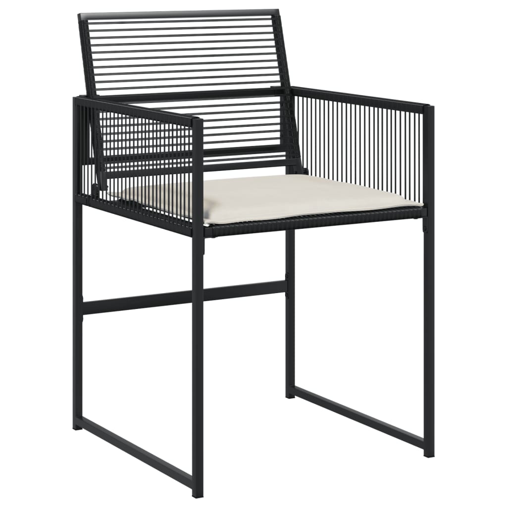 Set da Pranzo da Giardino 7 pz Nero con Cuscini in Polyrattan 3295009