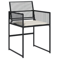 Set da Pranzo da Giardino 7 pz Nero con Cuscini in Polyrattan 3295009