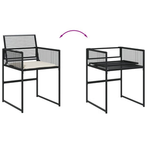 Set da Pranzo da Giardino 7 pz Nero con Cuscini in Polyrattan 3295009