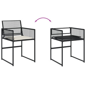 Set da Pranzo da Giardino 9 pz con Cuscini Nero in Polyrattan 3295018