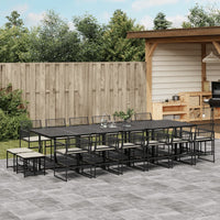 Set da Pranzo da Giardino 17 pz con Cuscini Nero in Polyrattan 3295022