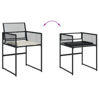 Set da Pranzo da Giardino 5 pz Nero con Cuscini in Polyrattan 3295023