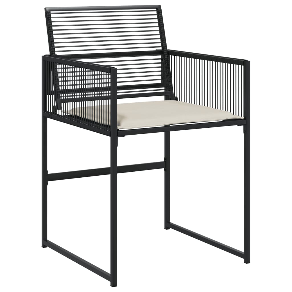 Set da Pranzo da Giardino 7 pz Nero con Cuscini in Polyrattan 3295024