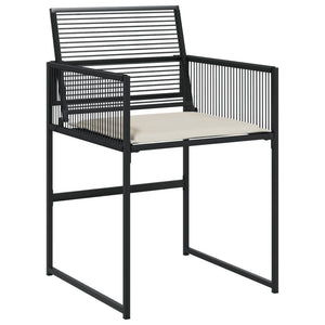 Set da Pranzo da Giardino 7 pz Nero con Cuscini in Polyrattan 3295024