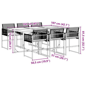 Set da Pranzo da Giardino 7 pz Nero con Cuscini in Polyrattan 3295024