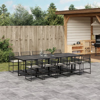 Set da Pranzo da Giardino 11 pz con Cuscini in Polyrattan Nero 3295026