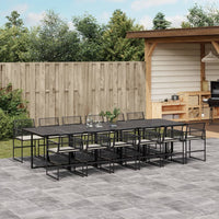 Set da Pranzo da Giardino 13pz con Cuscini Nero in Polyrattan 3295027