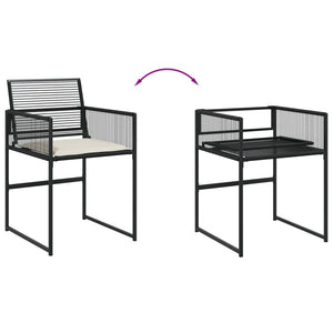 Set da Pranzo da Giardino 11 pz con Cuscini in Polyrattan Nero 3295029