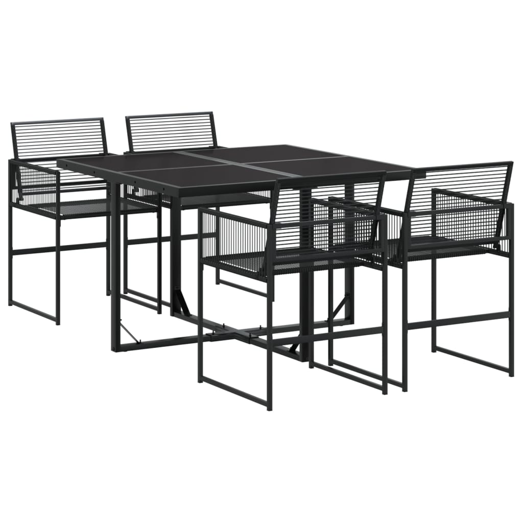 Set da Pranzo da Giardino 5 pz Nero in Polyrattan 3295033