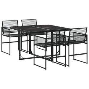 Set da Pranzo da Giardino 5 pz Nero in Polyrattan 3295033