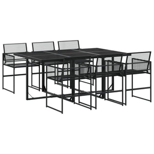 Set da Pranzo da Giardino 7 pz Nero in Polyrattan 3295034