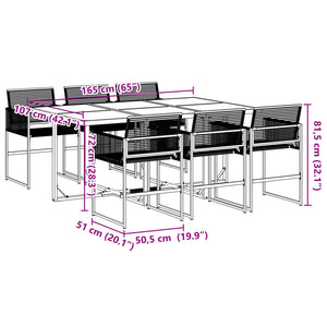 Set da Pranzo da Giardino 7 pz Nero in Polyrattan 3295034