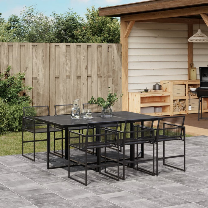 Set da Pranzo da Giardino 7 pz Nero in Polyrattan 3295034