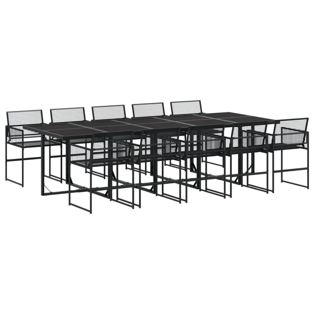 Set da Pranzo da Giardino 11 pz in Polyrattan Nero 3295036