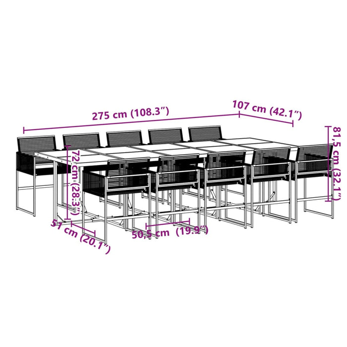 Set da Pranzo da Giardino 11 pz in Polyrattan Nero 3295036