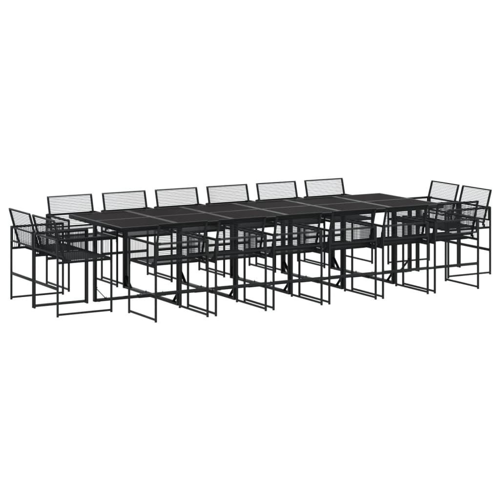 Set da Pranzo da Giardino 17 pz Nero in Polyrattan 3295042