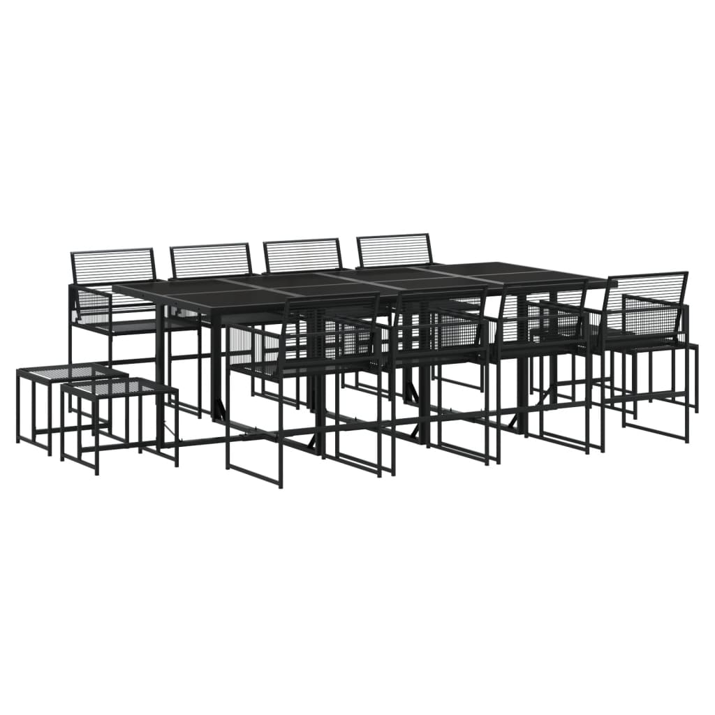 Set da Pranzo da Giardino 13pz Nero in Polyrattan 3295045