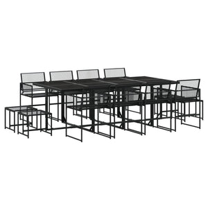 Set da Pranzo da Giardino 13pz Nero in Polyrattan 3295045