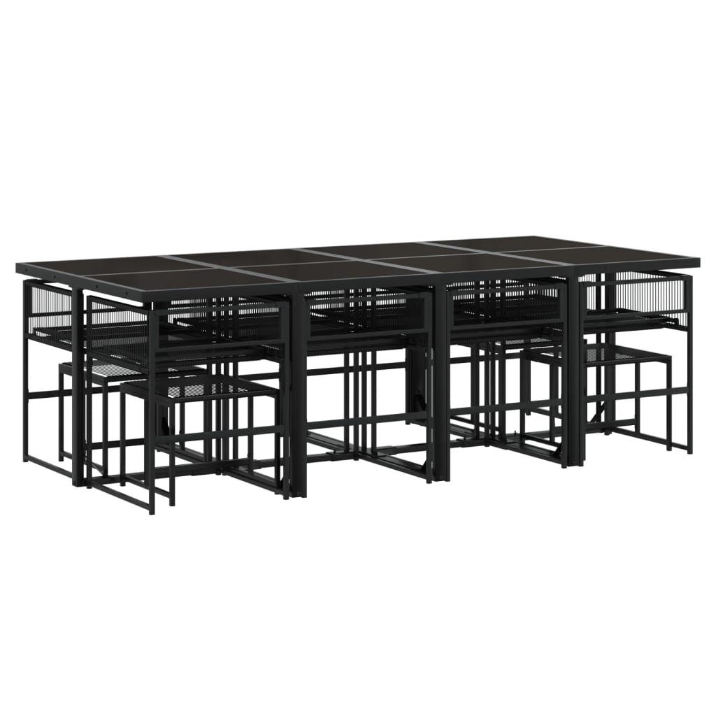 Set da Pranzo da Giardino 13pz Nero in Polyrattan 3295045