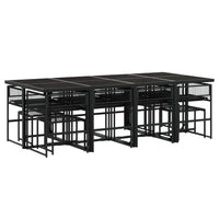 Set da Pranzo da Giardino 13pz Nero in Polyrattan 3295045