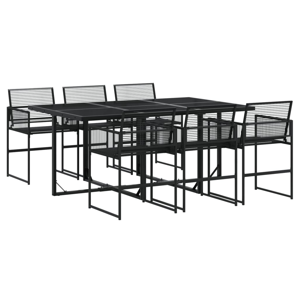 Set da Pranzo da Giardino 7 pz Nero in Polyrattan 3295049