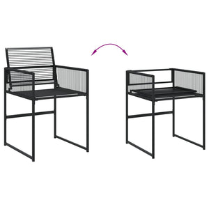 Set da Pranzo da Giardino 7 pz Nero in Polyrattan 3295049