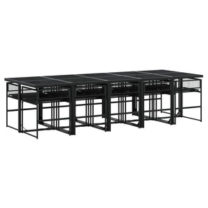 Set da Pranzo da Giardino 11 pz in Polyrattan Nero 3295051