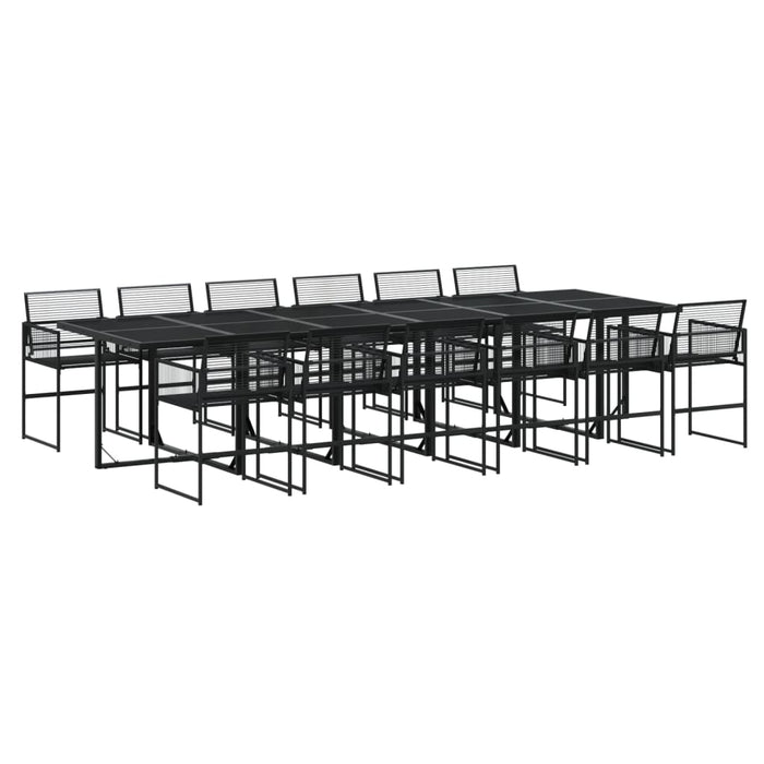 Set da Pranzo da Giardino 13pz Nero in Polyrattan 3295052