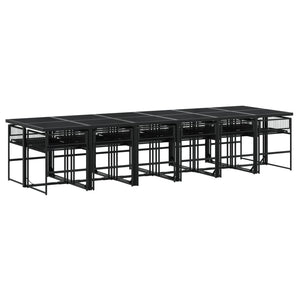 Set da Pranzo da Giardino 13pz Nero in Polyrattan 3295052