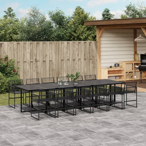 Set da Pranzo da Giardino 13pz Nero in Polyrattan 3295052