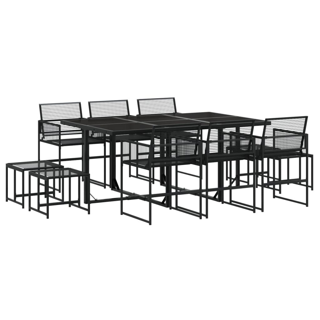 Set da Pranzo da Giardino 11 pz in Polyrattan Nero 3295054