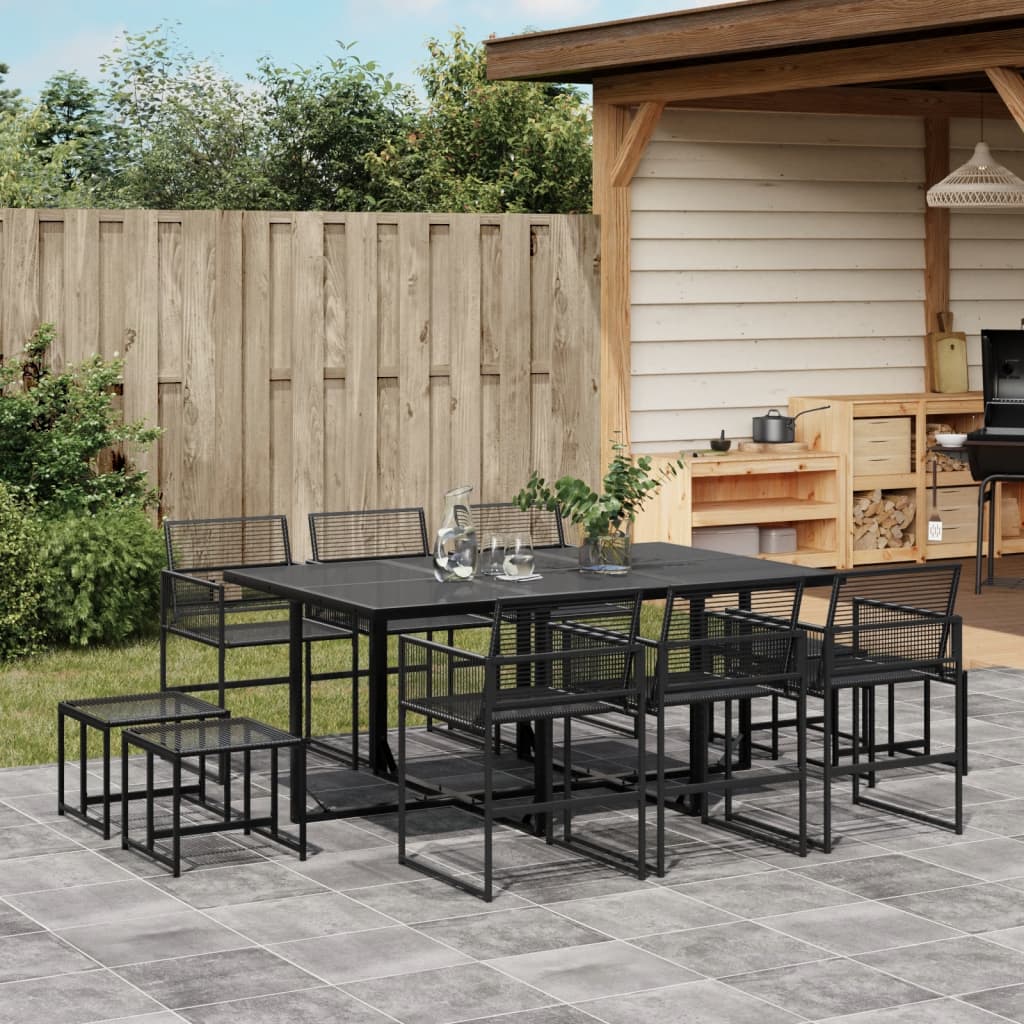 Set da Pranzo da Giardino 11 pz in Polyrattan Nero 3295054