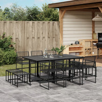 Set da Pranzo da Giardino 11 pz in Polyrattan Nero 3295054