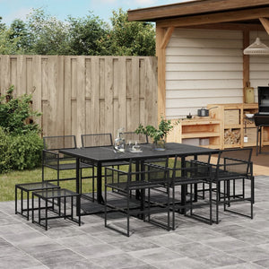 Set da Pranzo da Giardino 11 pz in Polyrattan Nero 3295054