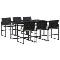 Set da Pranzo da Giardino 7 pz Nero con Cuscini in Polyrattan 3295059