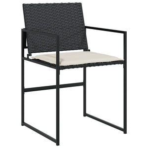 Set da Pranzo da Giardino 7 pz Nero con Cuscini in Polyrattan 3295059