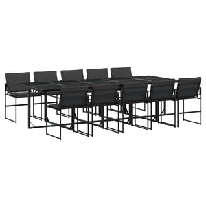 Set da Pranzo da Giardino 11 pz con Cuscini Nero in Textilene 3295076