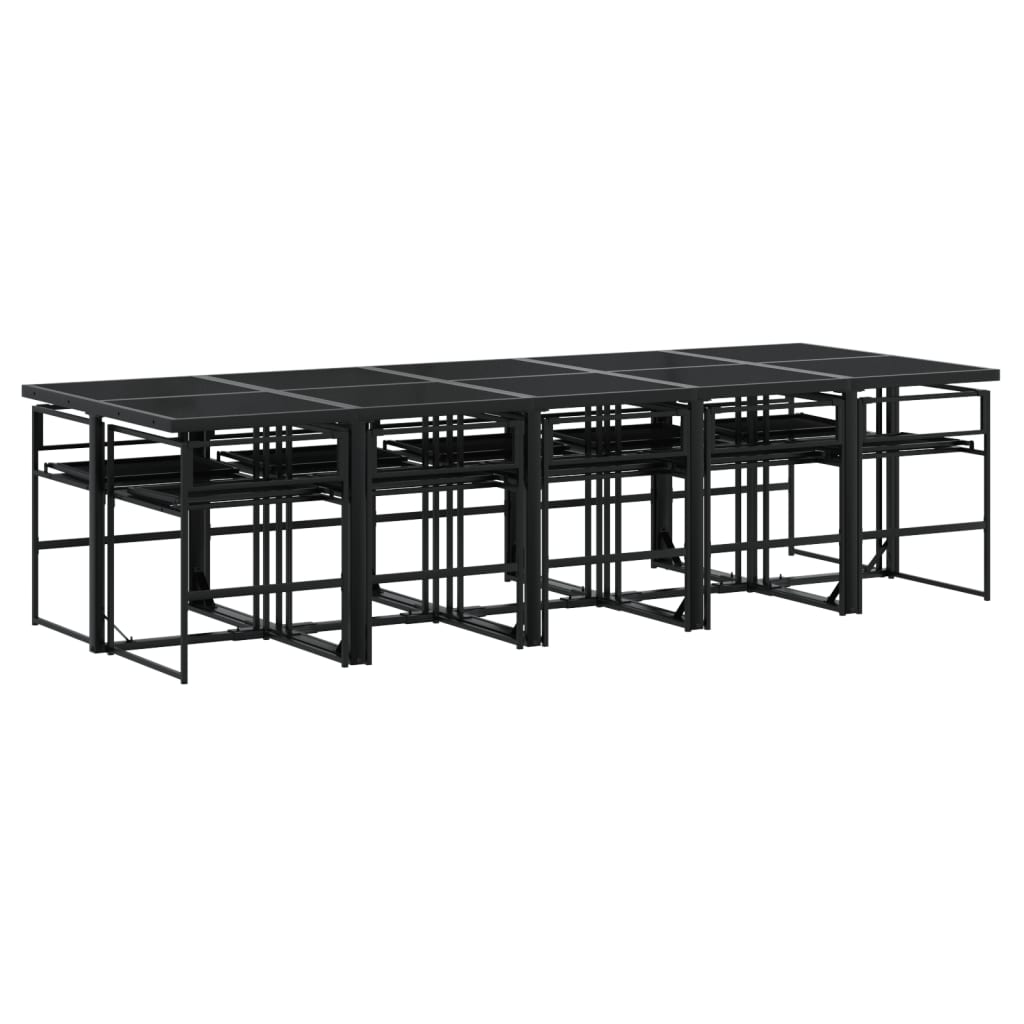 Set da Pranzo da Giardino 11 pz con Cuscini Nero in Textilene 3295076