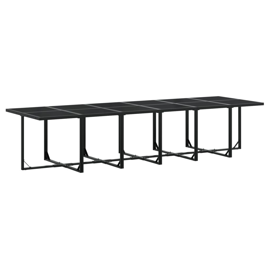 Set da Pranzo da Giardino 13 pz con Cuscini Nero in Textilene 3295077