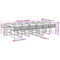 Set da Pranzo da Giardino 13 pz con Cuscini Nero in Textilene 3295077