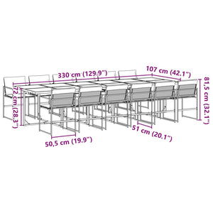 Set da Pranzo da Giardino 13 pz con Cuscini Nero in Textilene 3295077