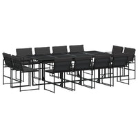 Set da Pranzo da Giardino 13 pz con Cuscini Nero in Textilene 3295080