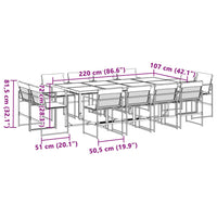 Set da Pranzo da Giardino 13 pz con Cuscini Nero in Textilene 3295080