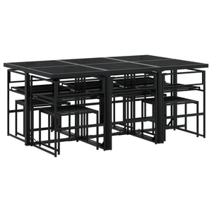 Set da Pranzo da Giardino 11 pz con Cuscini Nero in Textilene 3295084