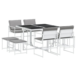 Set da Pranzo da Giardino 9 pz con Cuscini Bianco in Textilene 3295098